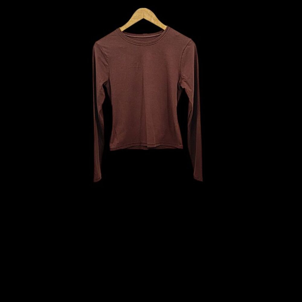 Quince Women Cotton Modal Relaxed Long Sleeve Tee Sleeved Top Brown M